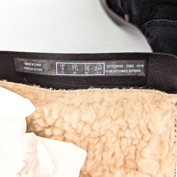 Clarks Women Ladella Black Suede Clog Fleece Lined Ankle Warm Boots sz 7.5 - Picture 8 of 9